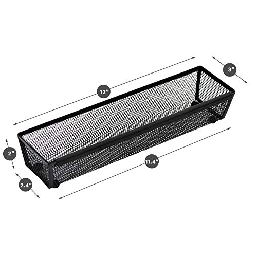 Silverware Drawer Organizer (12 x 3 Inch) Metal Mesh Utensil Tray