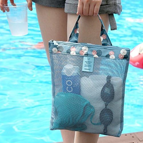 Mecar Swimming Handbag Swimsuit Bag Waterproof Beach Swim Mesh Tote Hand Duffle Bag Wash Shower Bag Workout Gym Bag for Swimming Surfing Bathing Travelling Bathrobe Swimsuit Men Woman,Blue