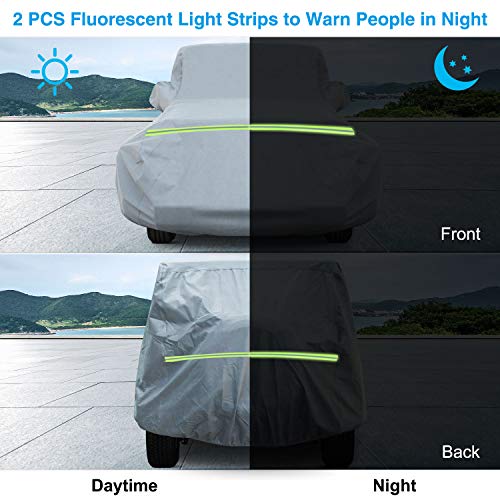 KAKIT Waterproof Jeep Cover, 5 Layers 4 Door All Weather UV Protection Car Cover for Jeep Wrangler with Driver Door Zipper, Fits up to 194"