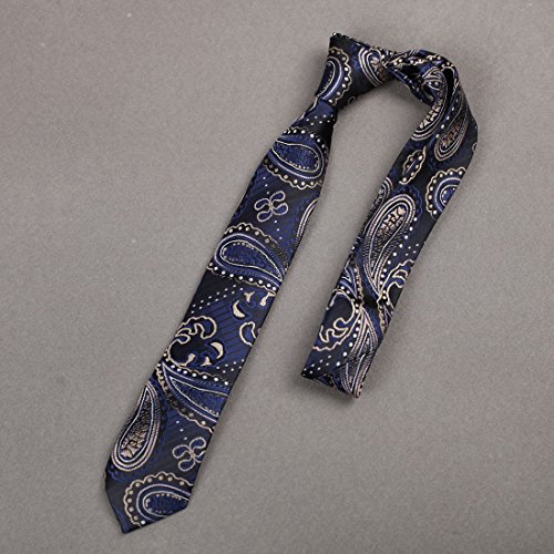 DAE7B09G Black Blue Tan Patterned Microfiber Skinny Tie Fitness For Marriage Narrow Tie By Dan Smith