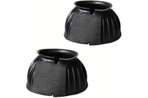 MORITAS PET 1 Par Horse Bell Boots Protect, Horse Care Boots, Black Horse Bell Boots, Quick Wrap Hook & Loop, Bell Boots for Horses, Pull on Bell Boots for Horses Tough Including 2 pcs Plastic Ties