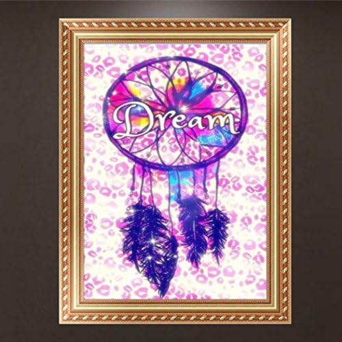 Franterd Full Drill Square 5D DIY Diamond Painting Dream Catcher Rhinestone Embroidery Arts Craft Paint-By-Number kits Mosaic Pasted for Home Decoration (F)