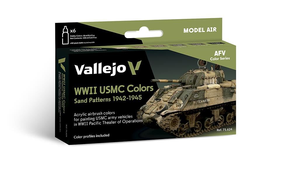 Vallejo VAL71624 Farb Tarnung AV Model Air Set-WWII USMC Colors Sand Patterns 1942-1945, Brown