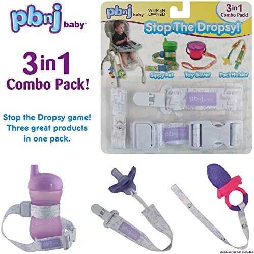 Stop The Dropsy 3-in-1 Pack for Sippy Cup, Pacifier, Toys (Lavender Love)