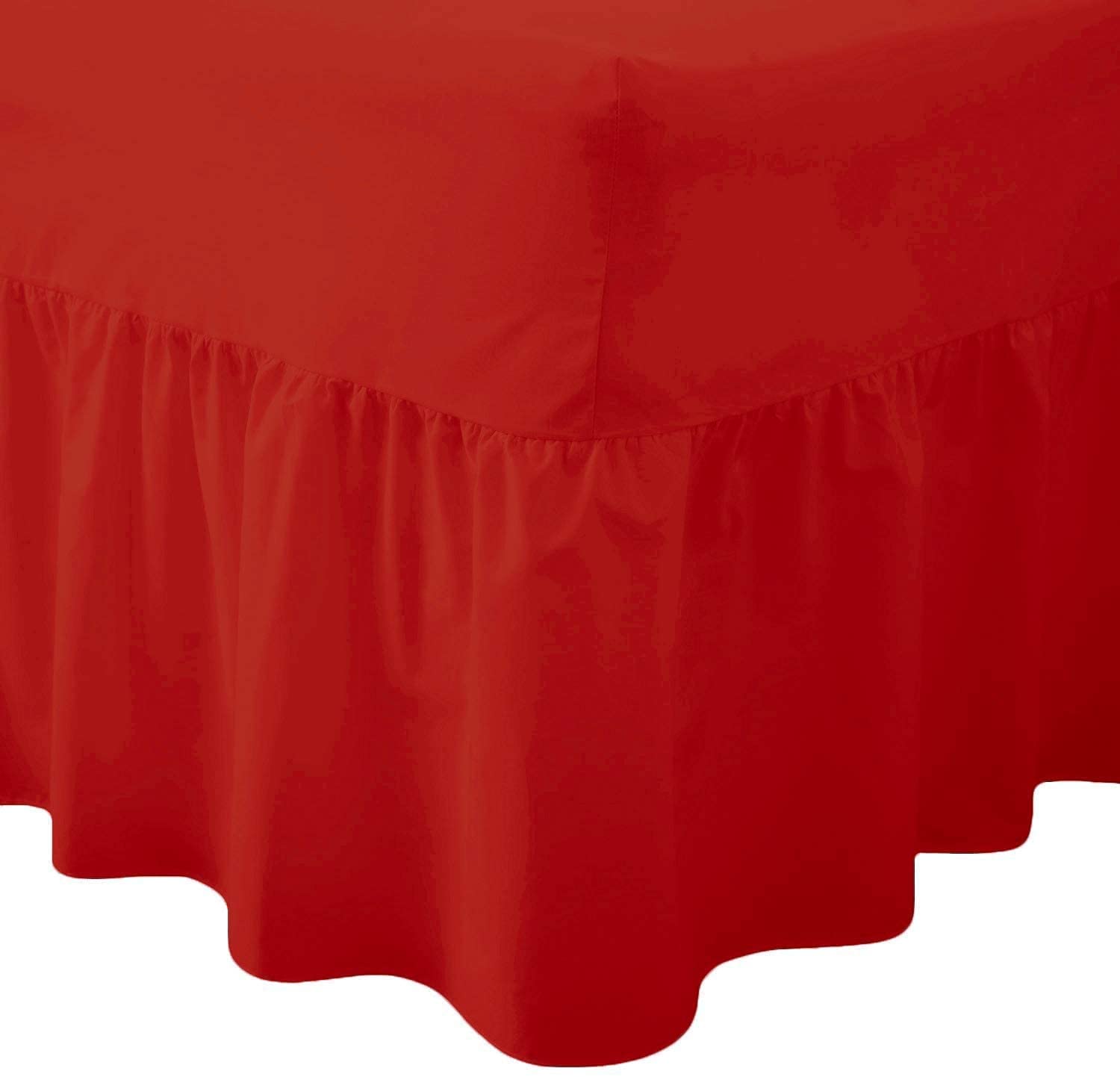 Comfy Nights Plain Dyed Polycotton Easy Care Valance Fitted Sheet In 19 Colors (4Ft/Small Double, Red)