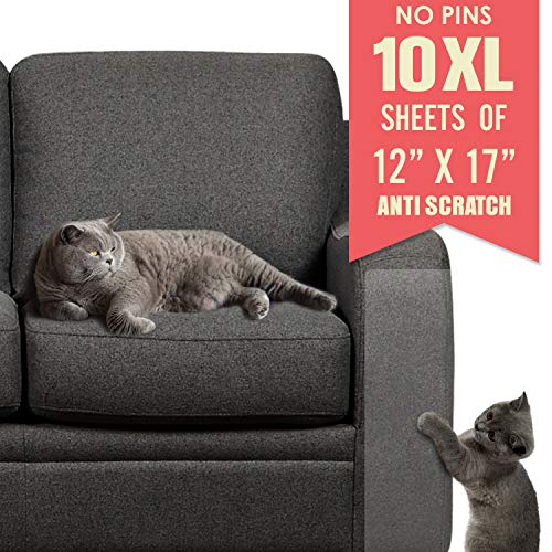 Ronton Cat Scratch Deterrent Tape - 12 in X 17 Anti Scratch Tape for Cats | 100% Transparent Clear Double Sided Training Tape | Pet & Kid Safe | Furniture, Couch, Door Protector (10 Sheet) - Thumbnail 7