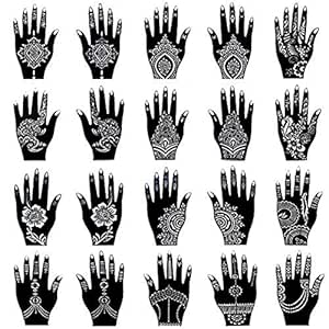 amazon com xmasir henna tattoo stencil kit temporary tattoo template set of 20 sheets indian arabian tattoo stickers mehndi stencils for hand body art beauty personal care
