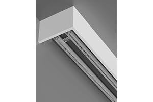 SHENJIA Double Track Ceiling/Wall Mount Curtain Rail System with Silent Rollers, White Aluminum Alloy, Ideal for Bedroom, Eas