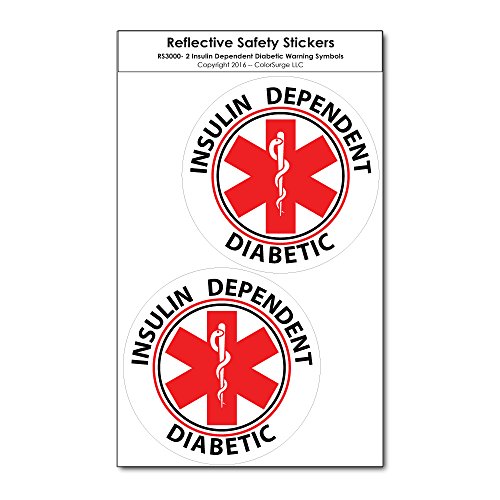 Two Small Insulin Dependent Diabetic Reflective Decals