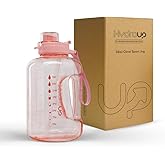 HYDROUP Sport Jug 58oz – Large Clear Plastic Water Jug with 2-in-1 Straw & Chug Lid, Motivational Time Markers, BPA-Free, Leakproof