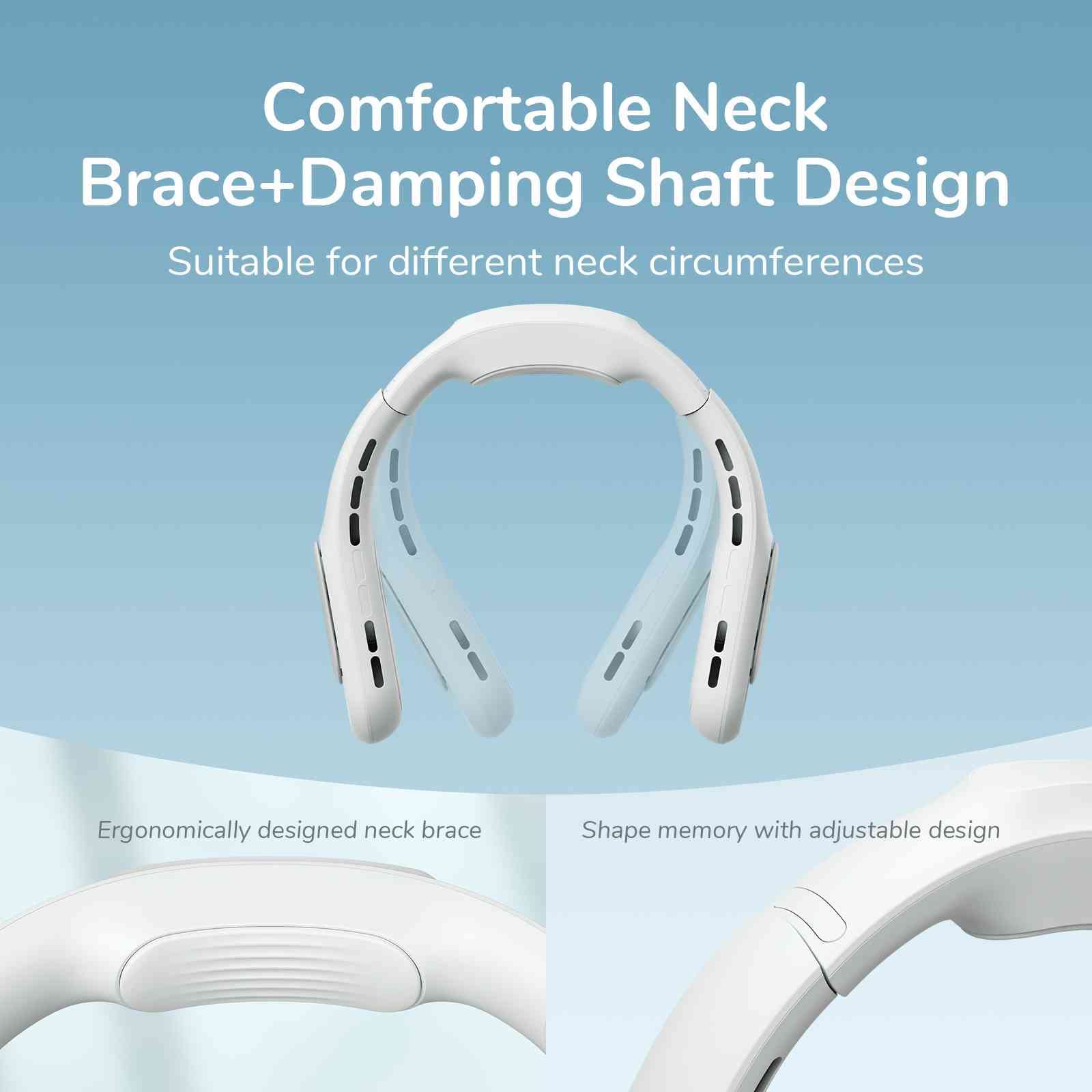 JISULIFE Portable Ultimate Bladeless Neck Fan, 【3+1 Speeds】 Rechargeable Personal Fan for Neck with Multi Motors, USB Wearable Fan for Outdoor, Home, Office, with Silicone Neck Brace - Space Grey