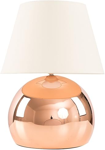 Large Modern Dome Shaped Touch Dimmer Bedside Table Lamp In A Copper Finish With A Cream Tapered Shade Amazon Co Uk Lighting