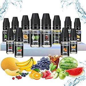 E Liquids ohne Nikotin, E-liquids 12 X 10mL, E-Zigaretten Liquid Set 50VG/50PG