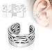 UNU Style 3pcs Multi Design Rhodium Plated Brass Non Piercing Ear Cuff (3 PCS Set A)