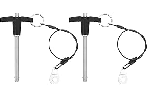 uxcell 2 Pcs T Handle Quick Release Pin, 1/4" x 2"(Dia. x L) 304 Stainless Steel Push-Button Quick Release Pin with Lanyard Cable for Audio Bimini Top Marine Hardware, Silver