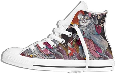Japanese Folklore Geishas Cat Unisex Hi-tops Casual Shoes Sneakers Boat Classic New Vegan Best Gift