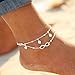 suphojshop Women Fashion Double Chain Ankle Anklet Bracelet Barefoot Sandal Beach Foot Gift