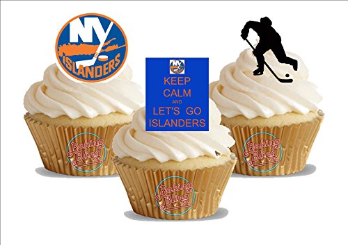 12 x Ice Hockey New York Islanders Trio Mix - Fun Novelty Birthday PREMIUM STAND UP Edible Wafer Card Cake Toppers Decoration - Thumbnail 4