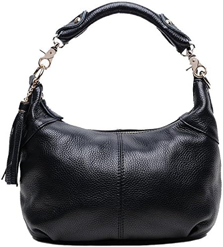 Hereby Kuer(tm) Women’s Leather Soft Retro Style Tote Top-Handle Shoulder Bag Cross Body Handbag Satchel Purse (Black)