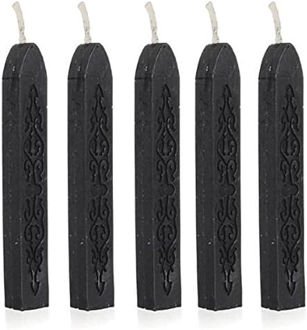wax candle bougie, etraderno Manuscript Sealing Seal Wax Sticks with Wick 5 Pcs (Black)