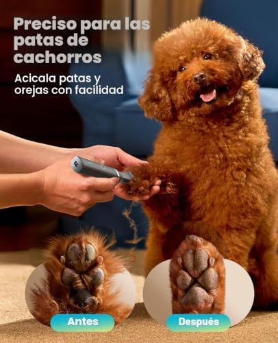 Cortapelos para perros bajo nivel de ruido para recortar el pelo de perro alrededor de las patas, los ojos, las orejas, la cara y el rump (Negro)