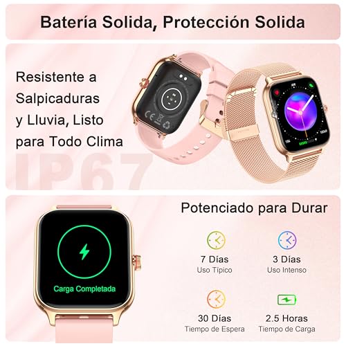 LODIMEKE Women's Smart Watch with Calls and AI Assistant, Whatsapp Notifications, 1.95 Inch Smartwatch with Blood Pressure Monitor/SpO2/Heart Rate Monitor/Sleep, 2 Straps Bracelet Gift iOS Android