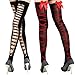 kilofly Black Thigh Highs Combo [Set of 2 Pairs] - Cross Net Back & Red Bowknots