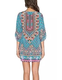 WIWIQS Vestido de playa estilo étnico para mujer, estilo bohemio