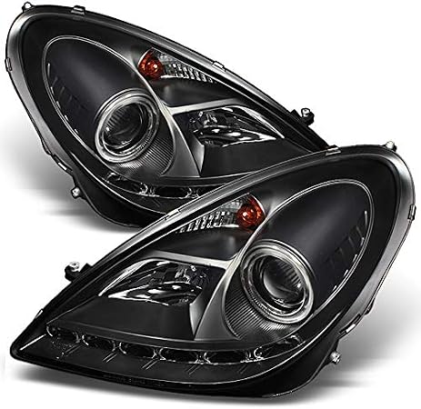 Amazon メルセデスベンツ R171 Slkクラス ブラックベゼル Drl デイライト Led ストリップ ハロゲンタイプ プロジェクターヘッド ライト ヘッドライト本体 車 バイク