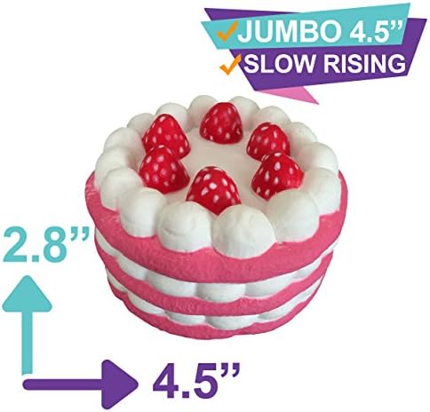 Large Squishes Slow Rising Prime |Kawaii Cute Toys| Jumbo Scented Strawberry Cake Squishy 10cm Fun Rainbow Vanilla Creamy Candy Slice of Peach|Package Random Set| Soft Squeeze Stress(Strawberry Cake)