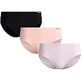 Reebok Womens Hipster Panties - 3 Pack Breathable Seamless Hipster Panties for Women No Show Briefs Tagless Womens Underwear