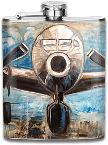 Fbgftbhgbhgb Vintage Plane Painting Gifts Top Shelf Flasks Stainless Steel Flask
