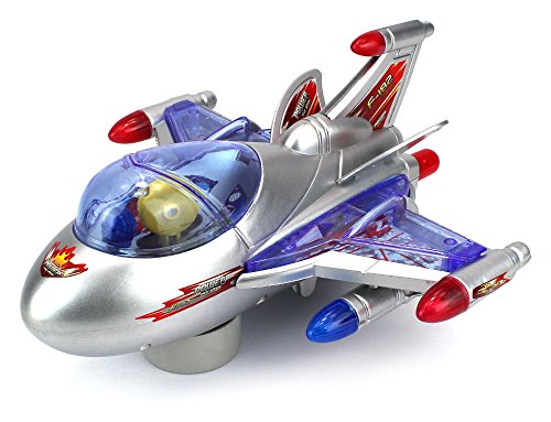 Vivid F-182 Jet Battery Operated Bump and Go Toy Plane w/ Flashing Lights, Sounds (Colors May Vary) - Thumbnail 5