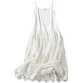 Women Casual Floral Lace Trim Extender Camisole Dress Slip Spaghetti Tank Top for Summer