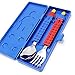 Brick Figure Flatware Spoon Fork Utensil Case Set Toddler Kids Children (NON-TOXIC MATERIAL USED PRODUCT) (Red)