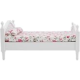 Keenso 1:12 Dollhouse Bed, Mini Bed, Doll Bed for Dollhouse Accessories