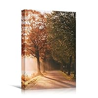 Canvas Wall Art Autumn Dramatic Forest Landscape Living Room Orange Photography Rustic - 12x18 inches