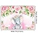 Funnytree 7x5ft Pink Floral Elephant Party Backdrop Flowers Girl Baby Shower Birthday Photography Background Photobooth Banner Cake Table Decorations