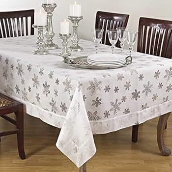 snowflake tablecloth burnout tablecloths holiday evening inch christmas voile square table wikii rectangular