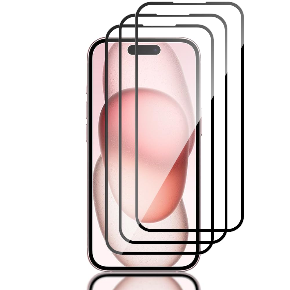 Tzstz Pack of 3 Screen Protectors for iPhone 15 Plus, 9H Hardness, Anti-Scratch, iPhone 15 Plus Tempered Glass Screen Protector