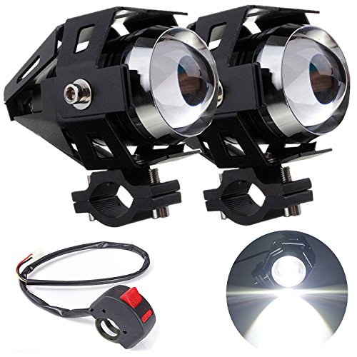 2PCS 125W U5 LED Headlight Driving Fog Spot Light Lamp & Kill Switch for Motorcycle/ATV/Truck