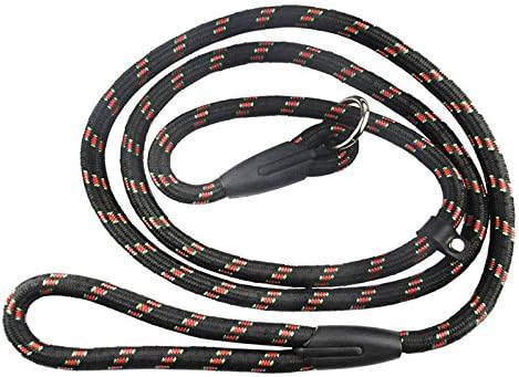 Dog Leash - Black - Excellent for Training, Walking, Hiking - Heavy Duty Strap, Handle, Rope, Harness Lead Strap - Pet Collar, Adjustable, No-Slip - 50" long