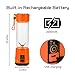Portable USB Personal Blender with Travel Jar, Smoothie Maker and Juicer, Portable Single Serve for Shakes and Smoothies | High Speed, Powerful, 350ml, BPA-free, 4 Blades - Orange | Upgrade Version