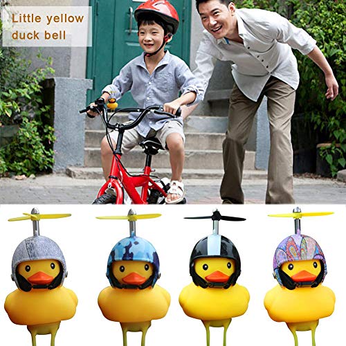 Kids Bike Horn Bicycle Lights Bell Duck Squeeze Helmet Propeller Handlebar Bell Light Horn Lamp for Toddler Children Adults