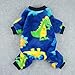 Fitwarm Dinosaur Pet Clothes for Dog Pajamas Coat Cat PJS Jumpsuit Soft Velvet Blue Large