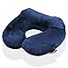Inflatable Travel Pillow,Wowstar with Built-in Pump, Extra-Soft Washable Cover,Airplanes with Packsack (Dark Blue)