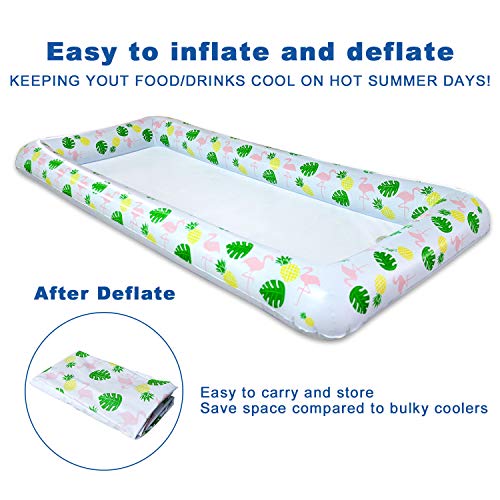 Tifeson Aloha Inflatable Serving Bar Buffet Salad Ice Tray - Tropical Style Serving Bar Cooler Food Drink Holder Containers - Outdoor BBQ Picnic Pool Party Luau Cooler with Drain Plug - Thumbnail 6