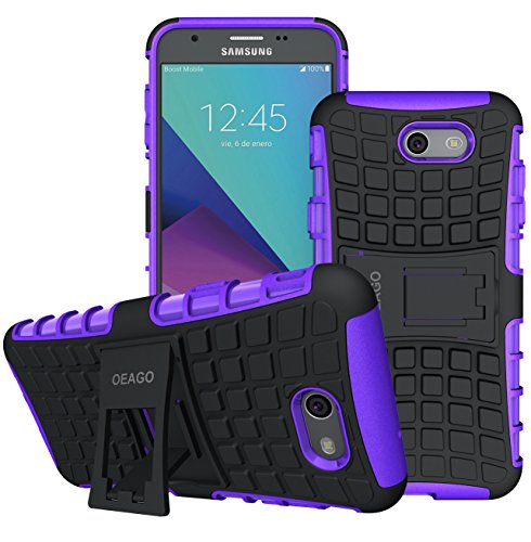 Galaxy J7 V Case, Galaxy J7 Prime Case, Galaxy J7 Perx Case, Galaxy J7 Sky Pro / Galaxy Halo Case, OEAGO Samsung Galaxy J7 2017 Case Tough Rugged Dual Layer Protective Case with Kickstand - Purple