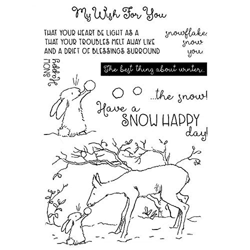 Have a Snow Happy Day Bunny Rabbit Snowball Christmas Dies and Stamps for Card Making DIY Scrapbooking Paper Crafting Embossing Stencils Die cuts Template Photo Album Decor