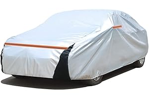 JEMA Durable Car Cover Waterproof All Weather Full Exterior Covers for Automobiles Outdoor Rain Sun UV Protection Indoor Dust-Proof Cover with Zipper, Universal Fit for Hatchback (Up to 178")